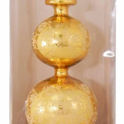 christmas by krebs Finials-13" Gold Floral Glitter Lace Shiny Glass Finial Christmas Tree Topper - Unlit