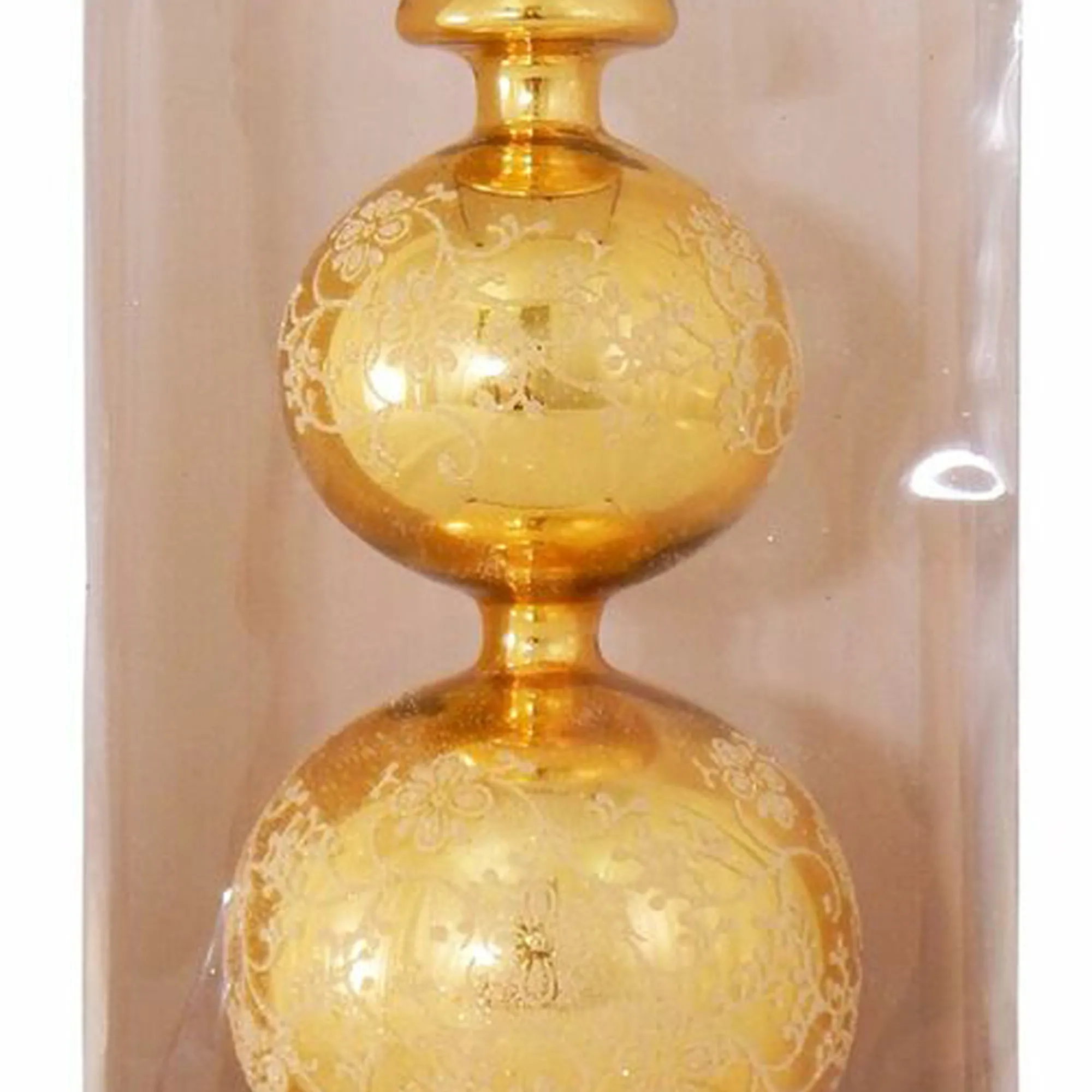 christmas by krebs Finials-13" Gold Floral Glitter Lace Shiny Glass Finial Christmas Tree Topper - Unlit
