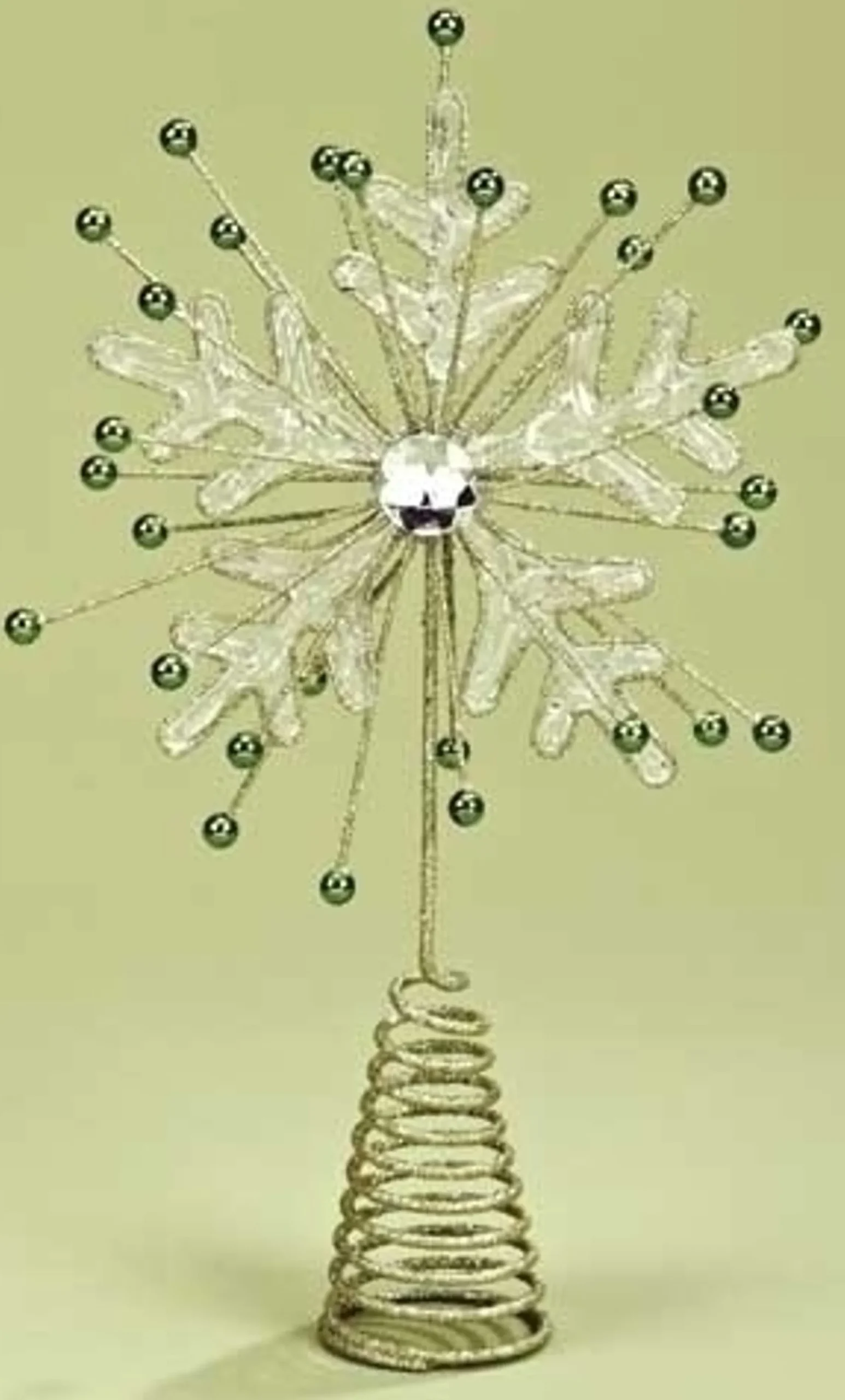 Roman Snowflake-11.75" Gold Glittered And Clear Jeweled Sunburst Snowflake Christmas Tree Topper - Unlit