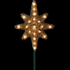 Northlight Stars-21" Gold Lighted Star Of Bethlehem Christmas Tree Topper - Clear Lights