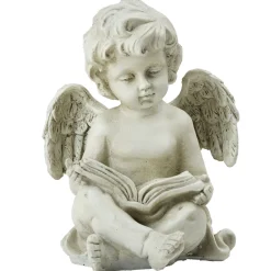 Northlight Finials-6.5" Gray Decorative Sitting Cherub Angel Outdoor Garden Statue