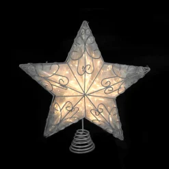 Kurt Adler Stars-14" Gray Lighted Scrollwork Star Christmas Tree Topper - Clear Lights