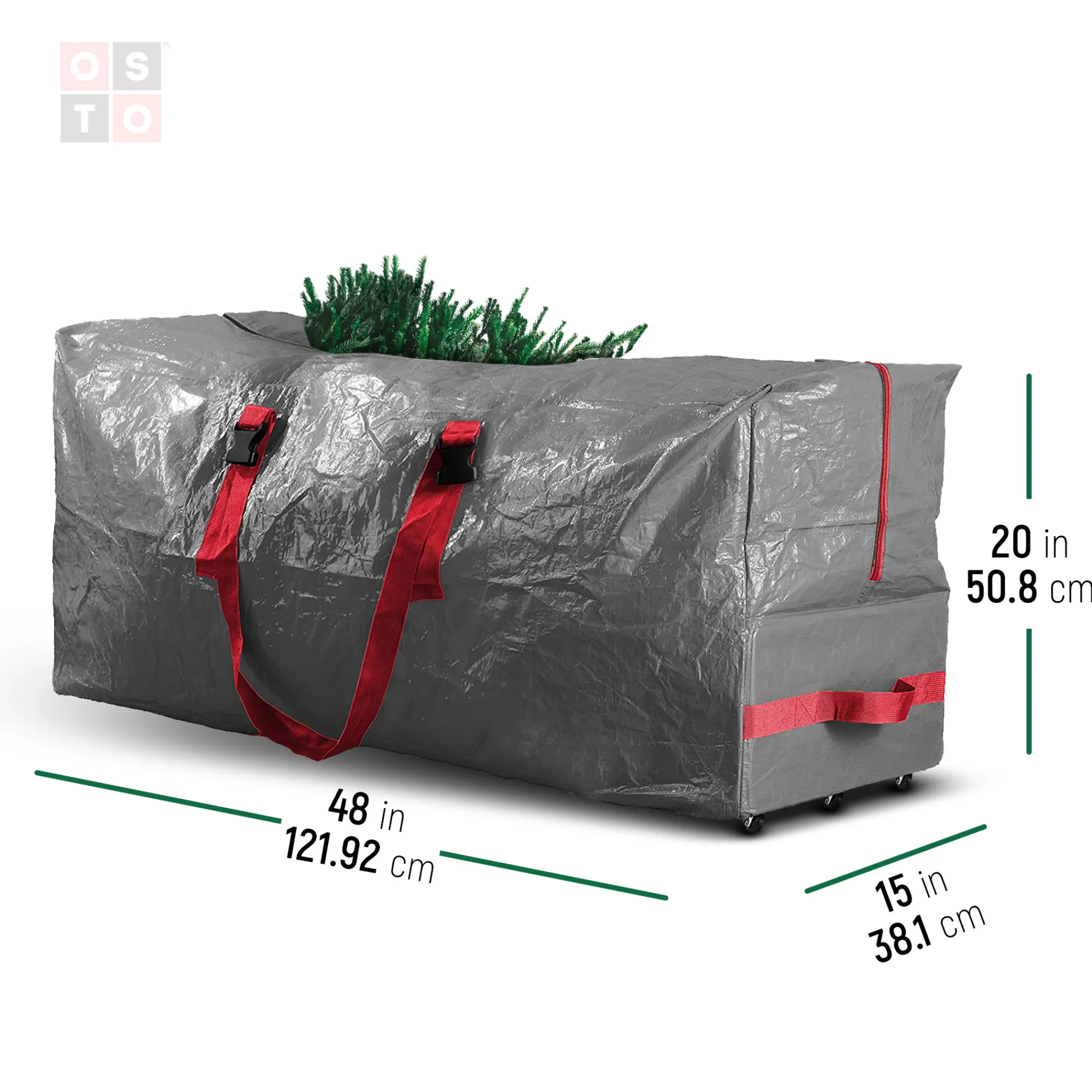 osto Tree Storage-48" Gray Rolling Waterproof Artificial Christmas Tree Storage Bag