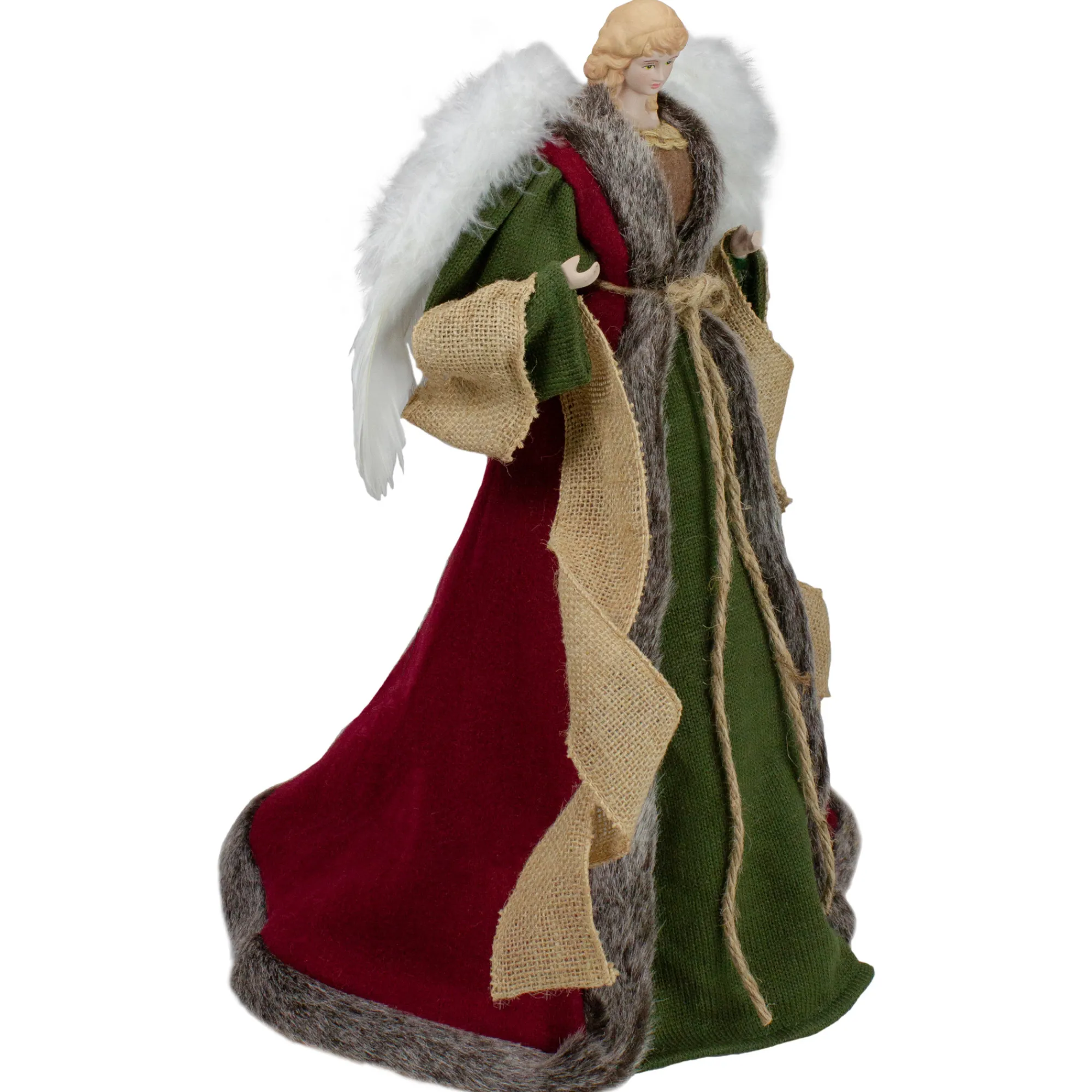 Northlight Angels-18" Green And Brown Angel In A Dress Christmas Tree Topper - Unlit