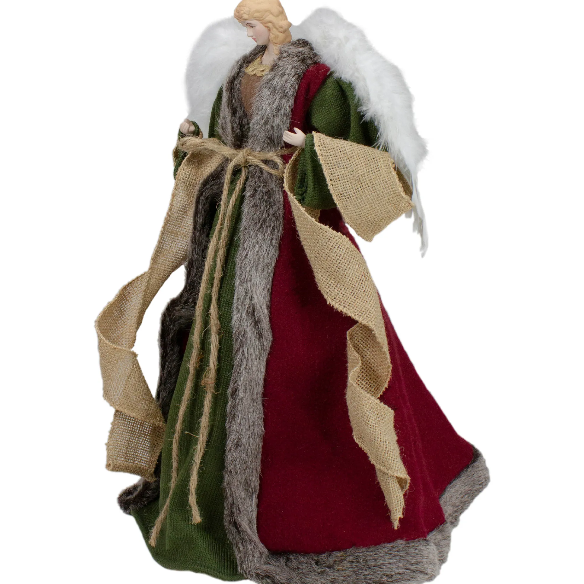 Northlight Angels-18" Green And Brown Angel In A Dress Christmas Tree Topper - Unlit