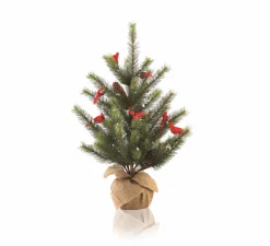 Napa Home & Garden Unlit-2' Green And Brown Glittered Cardinal Snow Pine Artificial Christmas Tree - Unlit