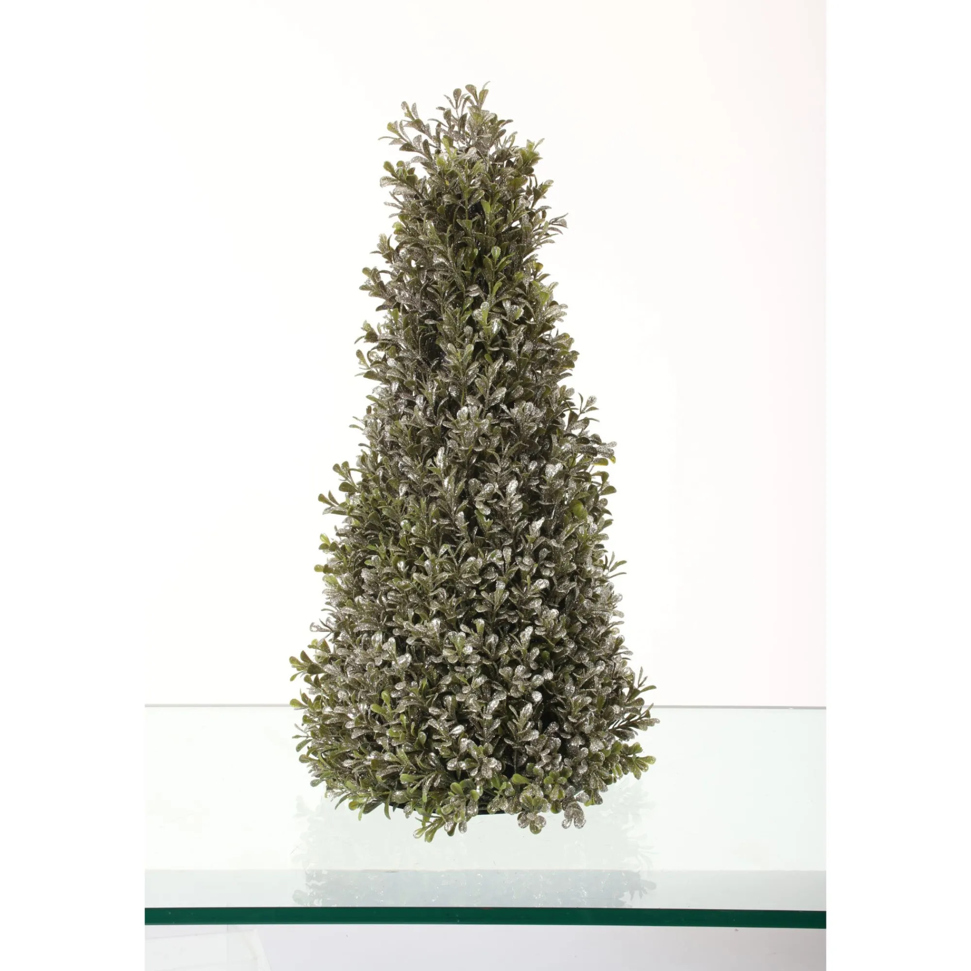 Contemporary Home Living Unlit-20" Green And Champagne Gold Boxwood Cone Artificial Christmas Tree