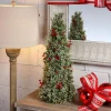 Contemporary Home Living Unlit-24" Green And Red Berry Frosted Boxwood Cone Artificial Christmas Tree