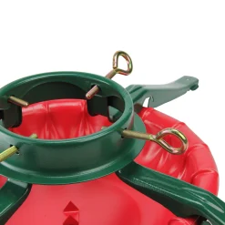 Christmas Central Real Tree Stands-28' Green And Red Real Live Christmas Tree Stand