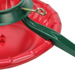 Christmas Central Real Tree Stands-28' Green And Red Real Live Christmas Tree Stand
