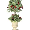 Contemporary Home Living Topiaries-26" Green And Red Smilax Berries Christmas Topiary Urn Planter
