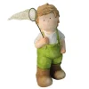 Northlight Finials-18.25" Green And White Young Boy Gnome With Butterfly Net Spring Outdoor Garden Figure
