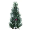 Contemporary Home Living Unlit-1.25' Green Christmas Frosted Tree With Orns - Unlit