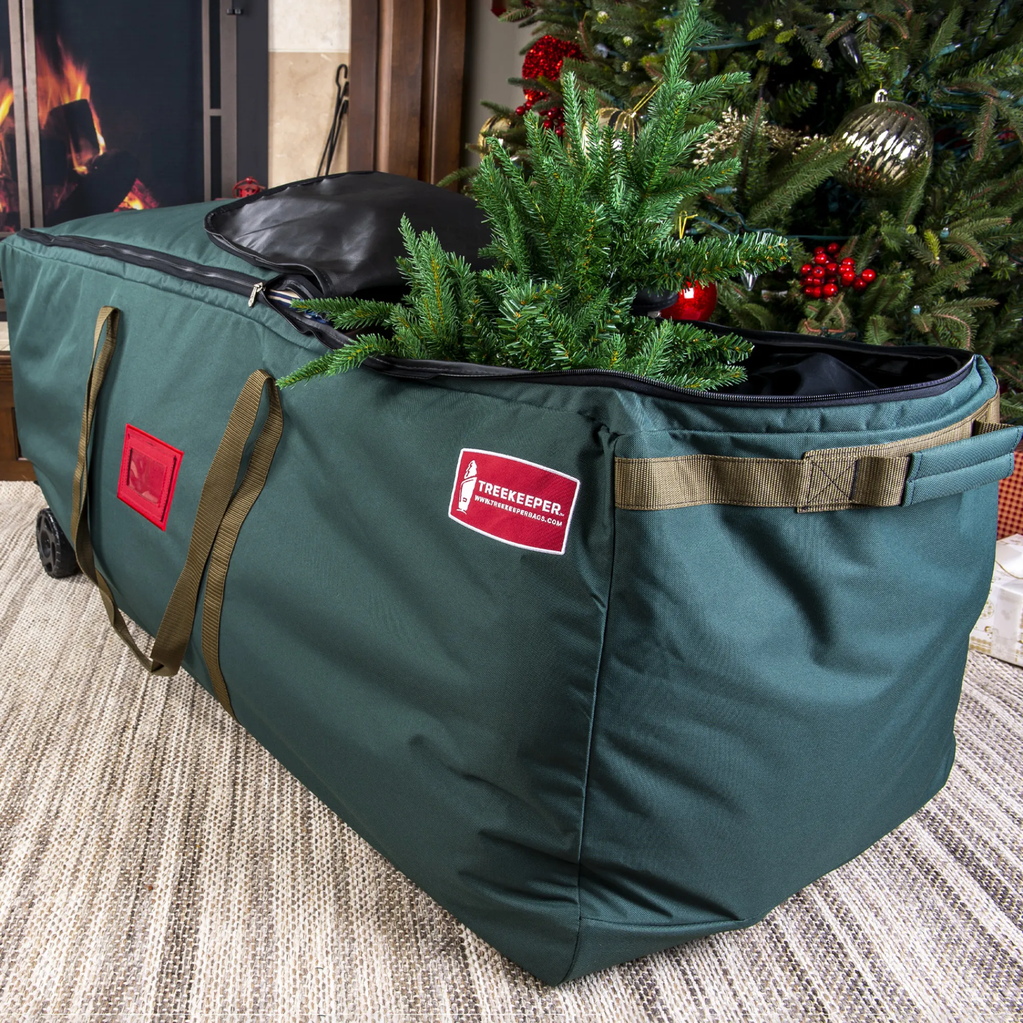 Northlight Tree Storage-58" Green No Drag Big Wheel Christmas Tree Storage Duffel Bag