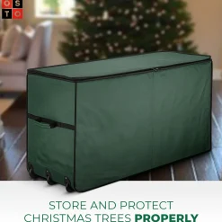 osto Tree Storage-45" Green Rigid Rolling Artificial Christmas Tree Storage Bag