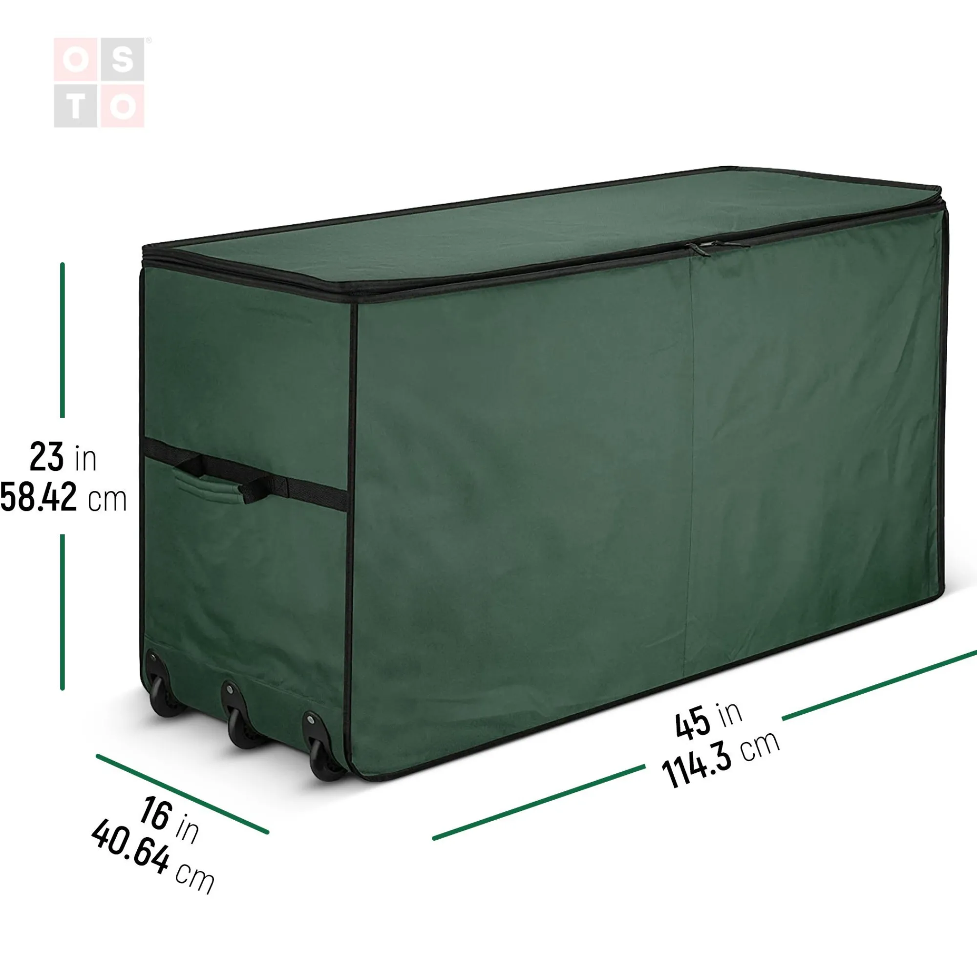 osto Tree Storage-45" Green Rigid Rolling Artificial Christmas Tree Storage Bag