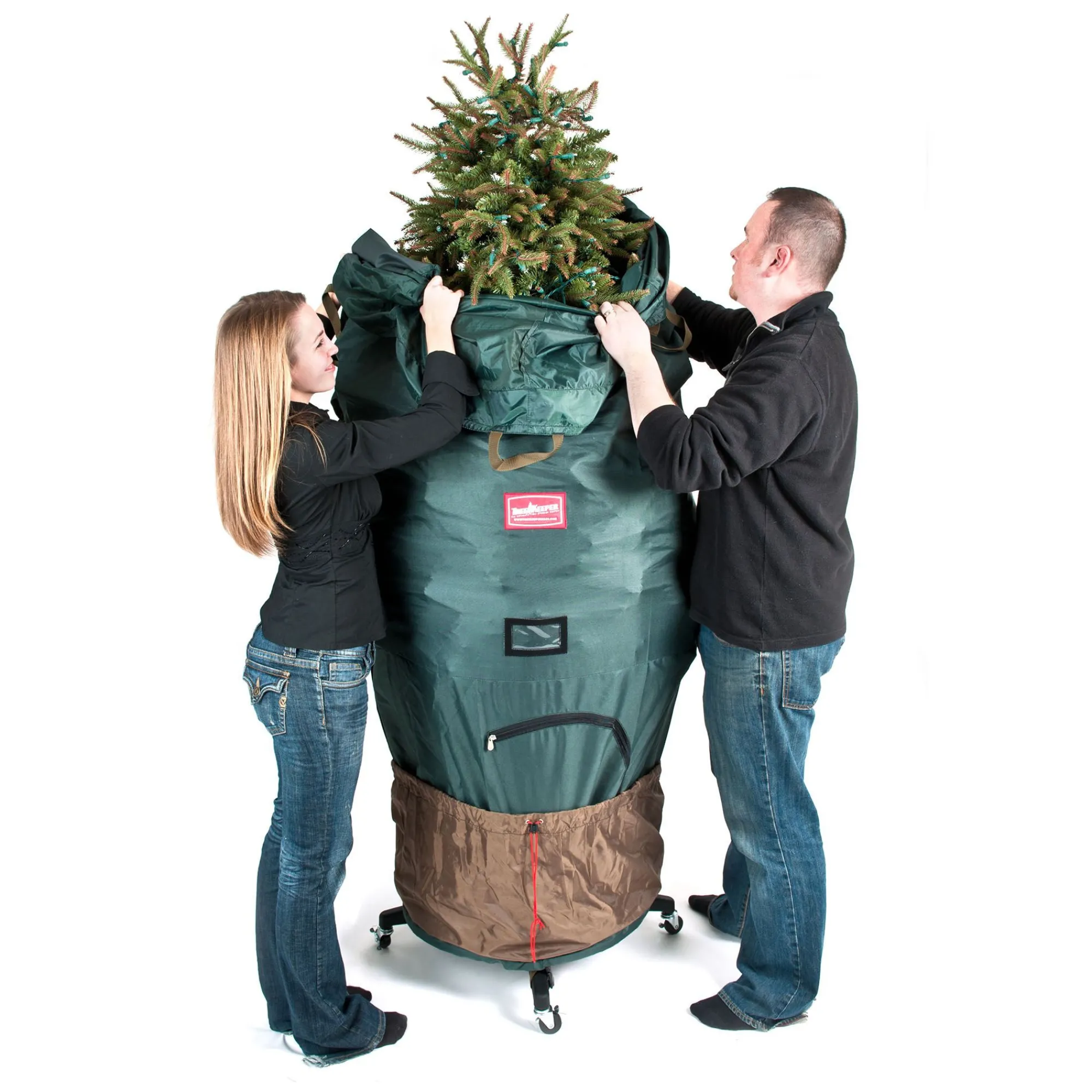Tree Keeper Tree Storage-89" Green Upright Christmas Tree Medium Storage Bag With Rolling Tree Stand