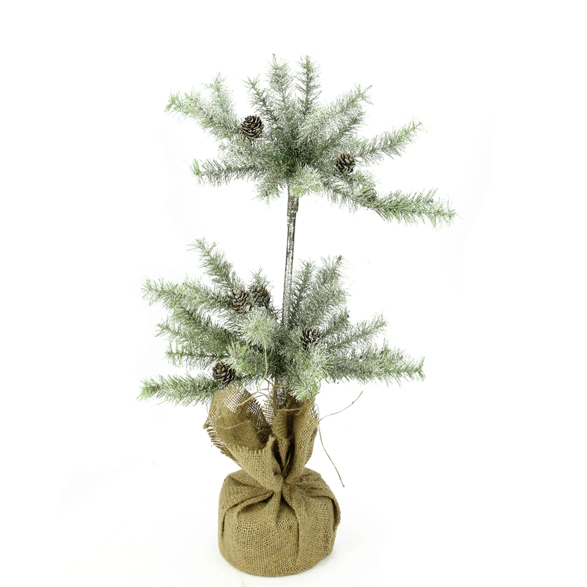 Napa Home & Garden Unlit-28" Green Vintage Glitter Pine Artificial Christmas Double Topiary Tree - Unlit