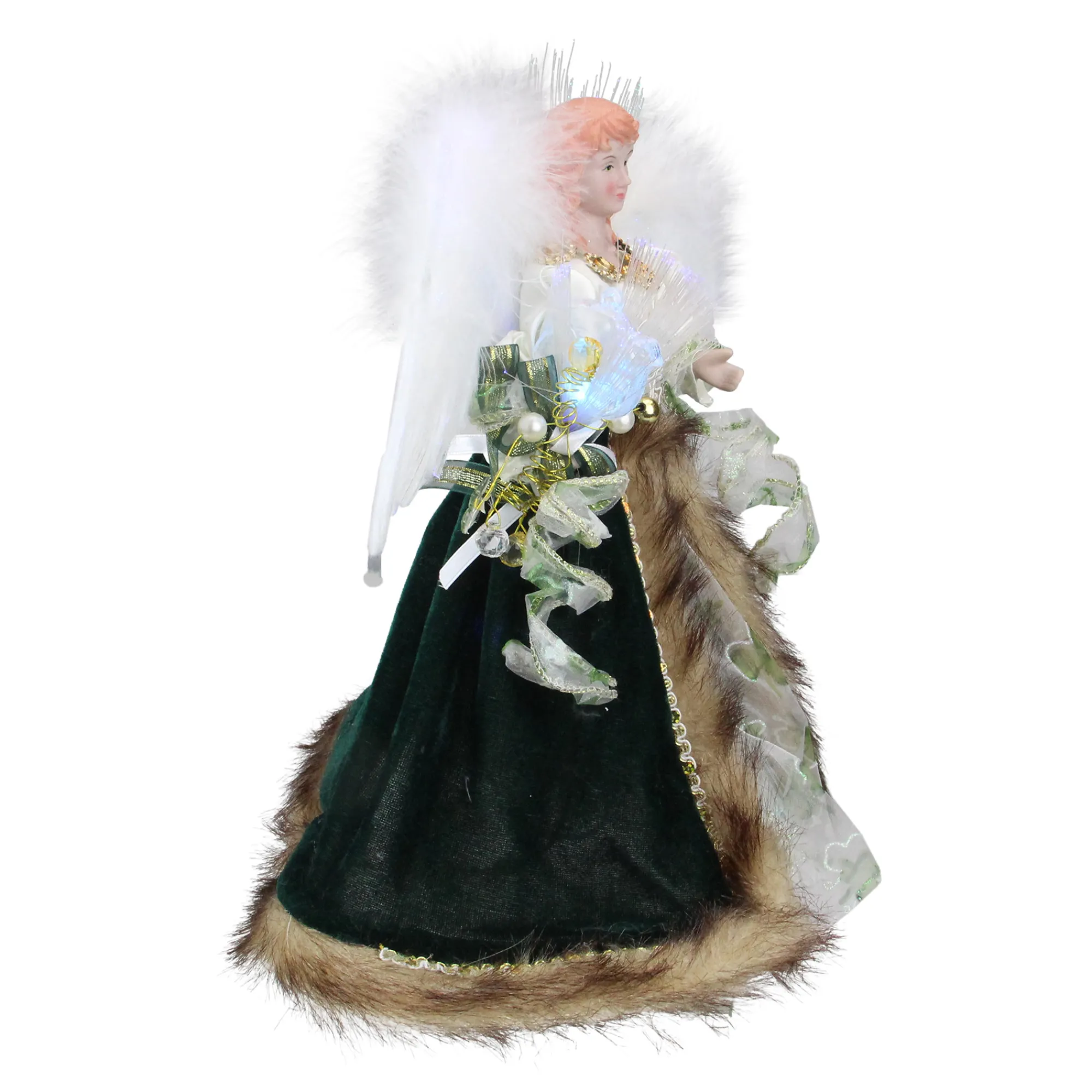 Kurt Adler Angels-12" Irish Shamrock Fiber Optic Angel Wings Christmas Tree Topper