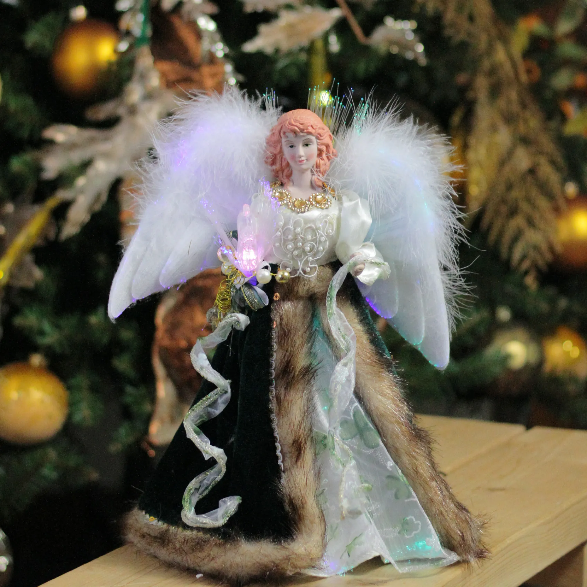 Kurt Adler Angels-12" Irish Shamrock Fiber Optic Angel Wings Christmas Tree Topper