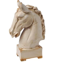 A&B Home Finials-11.5" Ivory And Brown Glossy Patina Finish Horse Statue