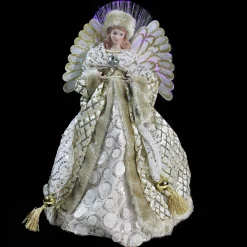 Northlight Angels-16" Ivory And Gold Angel In Sequined Gown Christmas Tree Topper