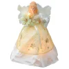 Kurt Adler Angels-9.5" Ivory And Gold Angel With Poinsettia Christmas Tree Topper - Clear Lights