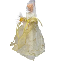 Kurt Adler Angels-12" Ivory And Gold Lighted Angel Christmas Tree Topper - Clear Lights
