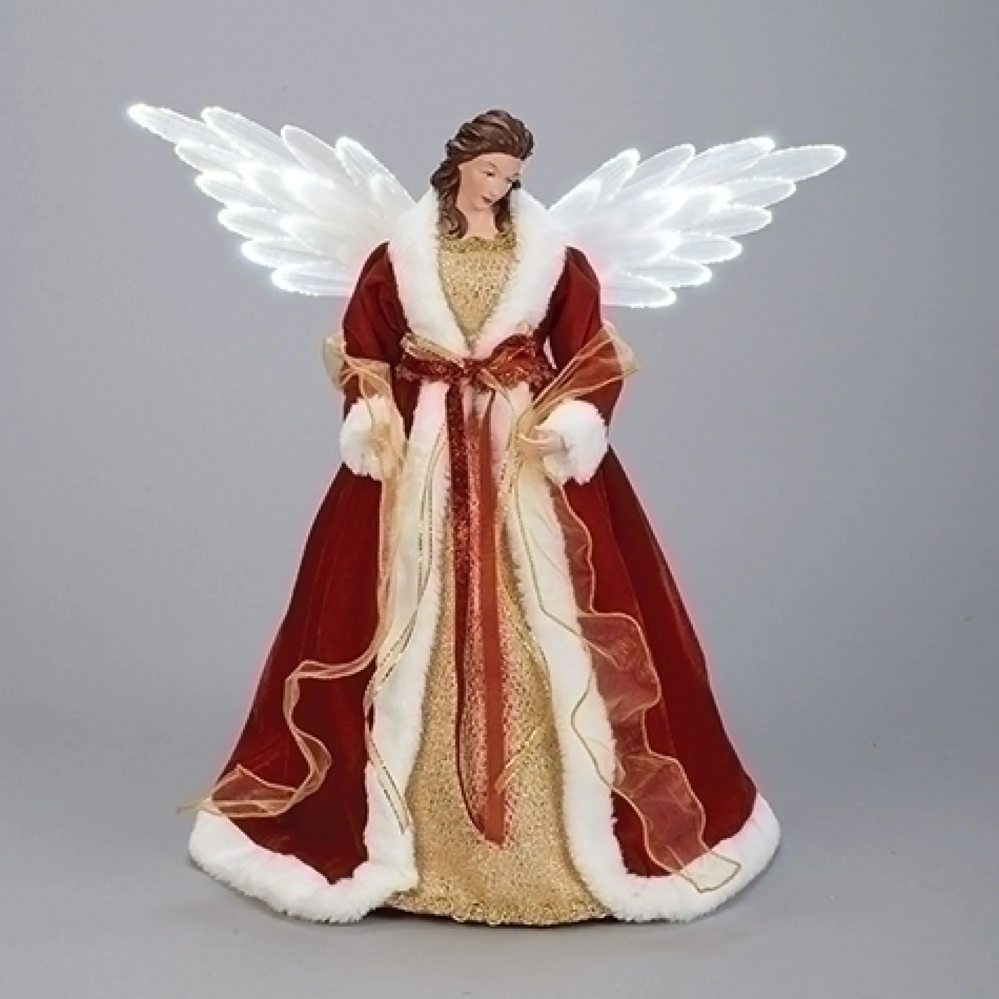 Roman Angels-18" Led Angel Christmas Tree Topper With Battery Operated Fiber Optic Wings