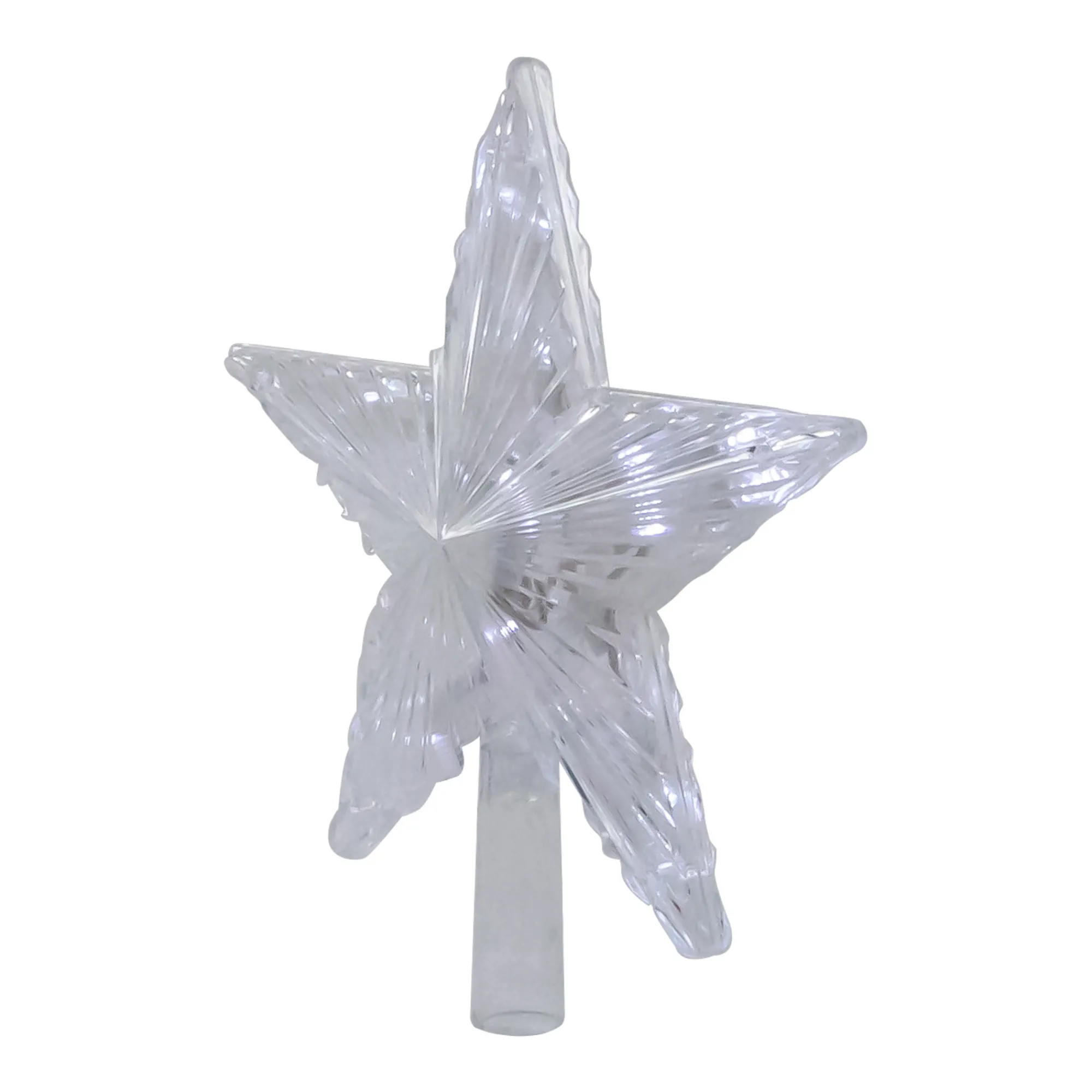 Northlight Stars-8.5" Led Lighted Clear 5 Point Star Christmas Tree Topper, White Lights