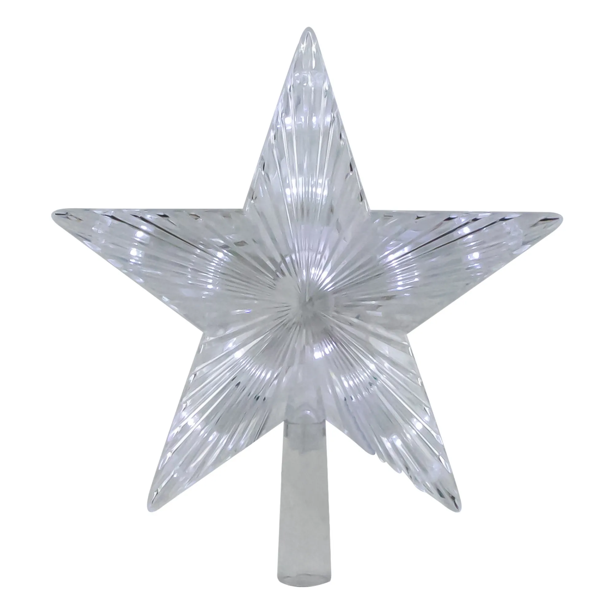 Northlight Stars-8.5" Led Lighted Clear 5 Point Star Christmas Tree Topper, White Lights