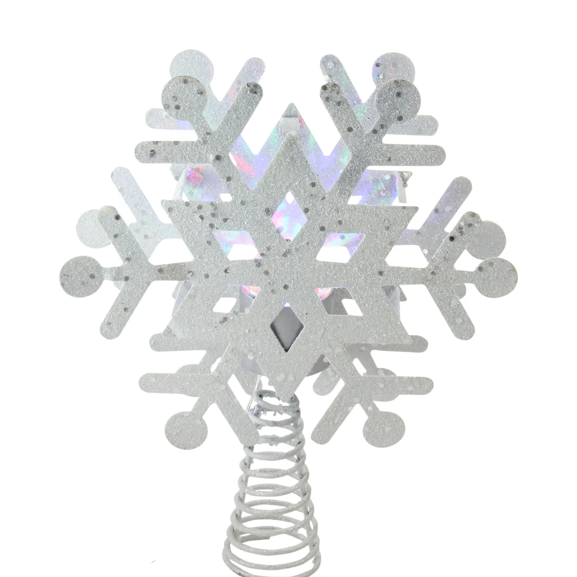 Northlight Snowflake-11.5" Led Lighted Decorative Snowflake Christmas Tree Topper With Projector