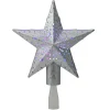 Kurt Adler Stars-9" Led Lighted Sliver Glitter Star Christmas Tree Topper - Multi Lights