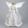 Roman Angels-18" Led Silver And White Christmas Angel Tree Topper With Battery Operated Motion Wings