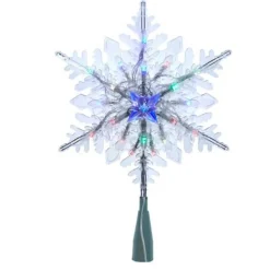 Kurt Adler Finials-20 Light Clear Snowflake Led Rgb Christmas Tree Topper 12 Inch Ad2808