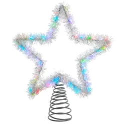 Kurt Adler Finials-55 Light Rgb Led Silver Tinsel Star Christmas Tree Topper 12.2 Inch Ad1022Rgb