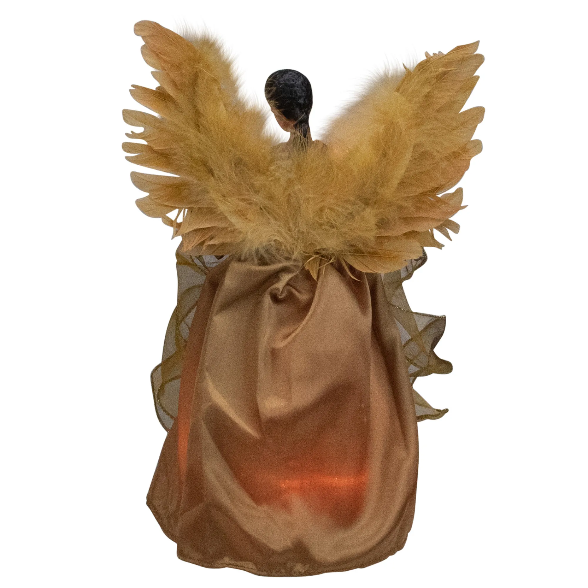 Kurt Adler Angels-11.5" Lighted African American Winged Angel Christmas Tree Topper - Clear Lights