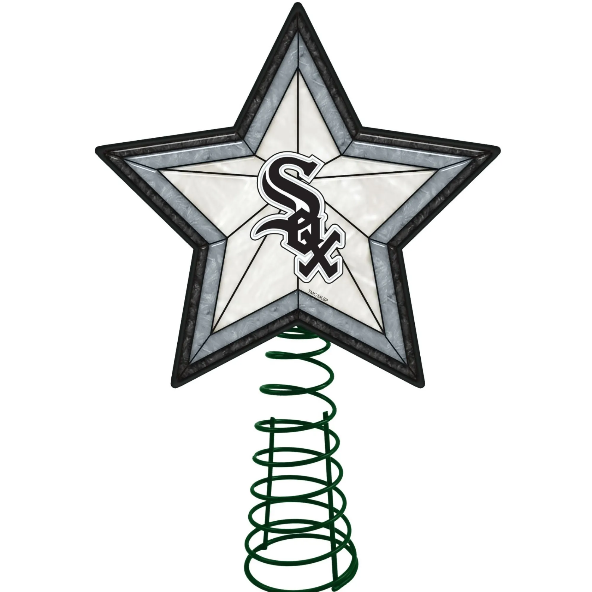 The Memory Company Stars-10" Lighted Black And Gray Star Mlb Chicago White Sox Christmas Tree Topper