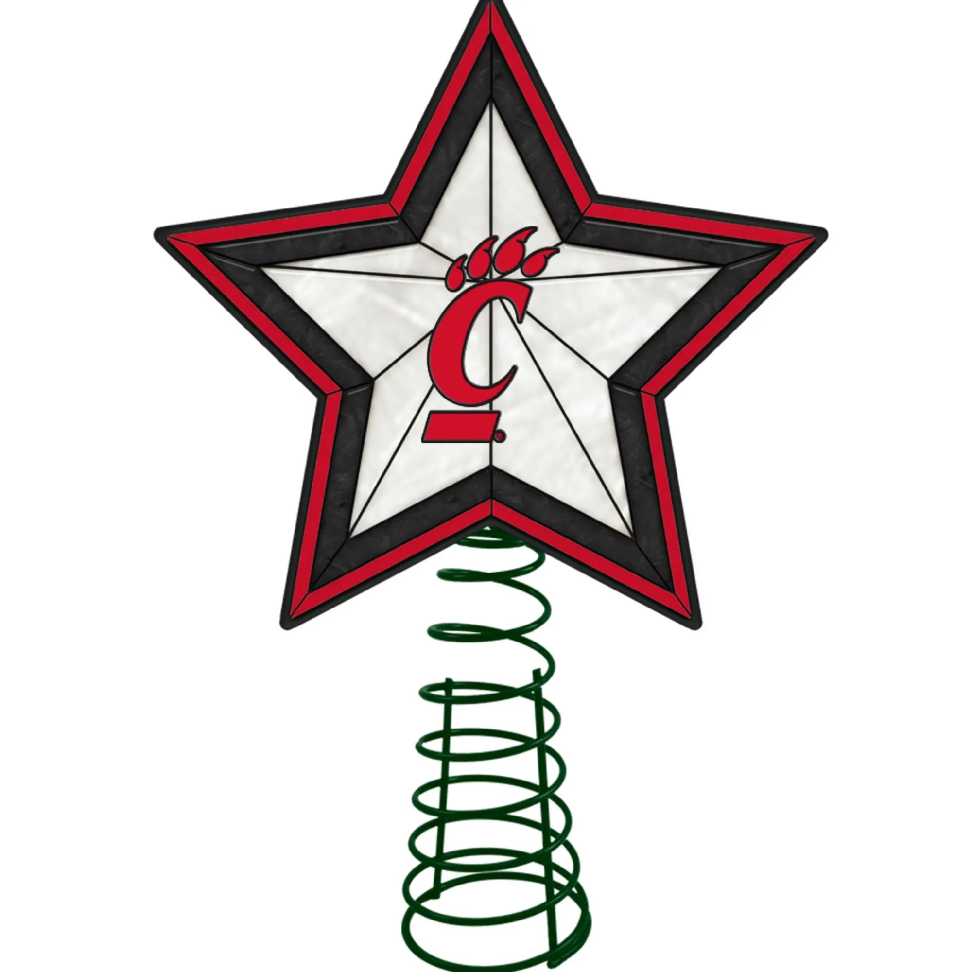 The Memory Company Stars-10" Lighted Black And Red Star Ncaa Cincinnati Bearcats Christmas Tree Topper