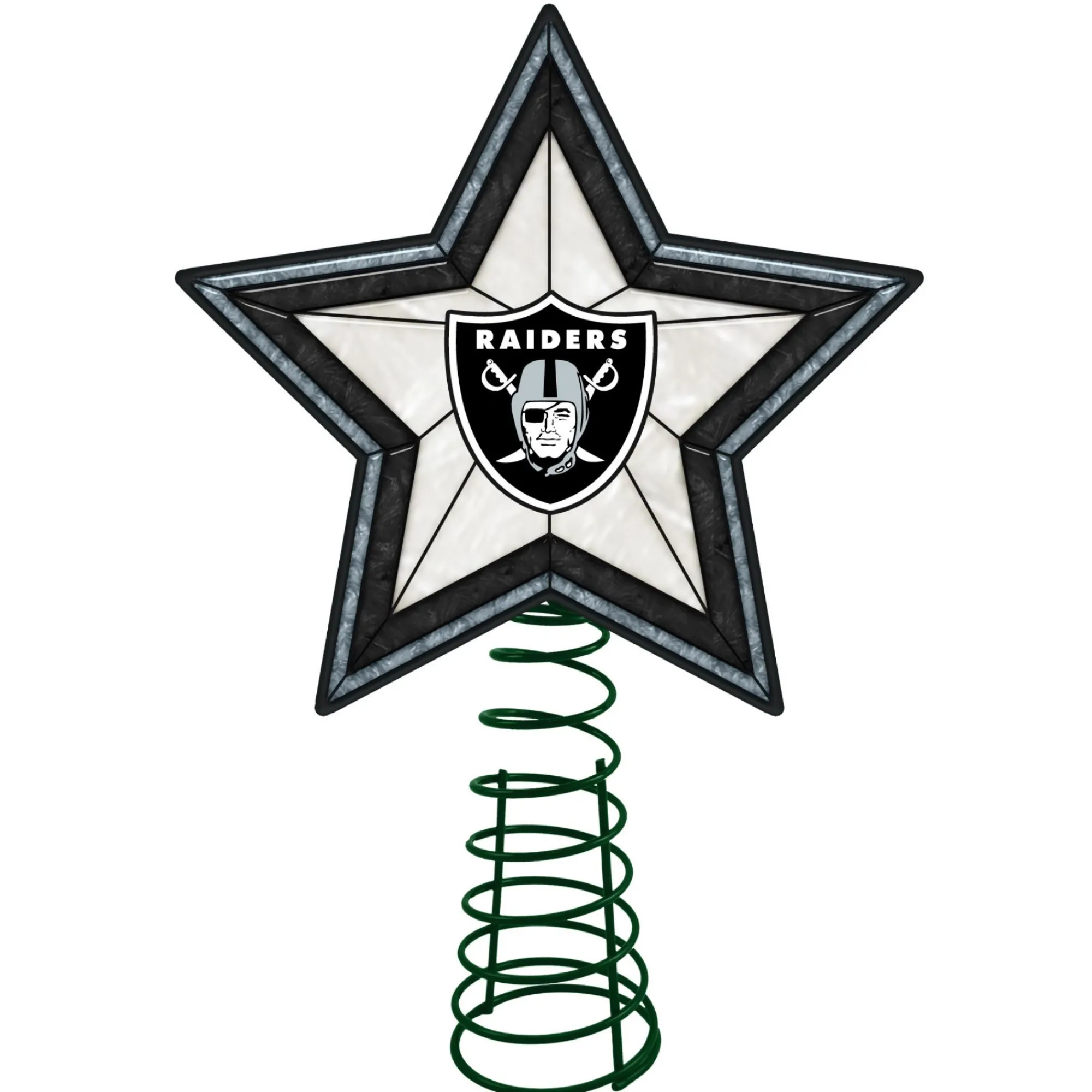 The Memory Company Stars-10" Lighted Black And White Star Nfl Oakland Raiders Christmas Tree Topper