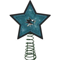 The Memory Company Stars-10" Lighted Blue And Black Star Nhl San Jose Sharks Mosaic Christmas Tree Topper