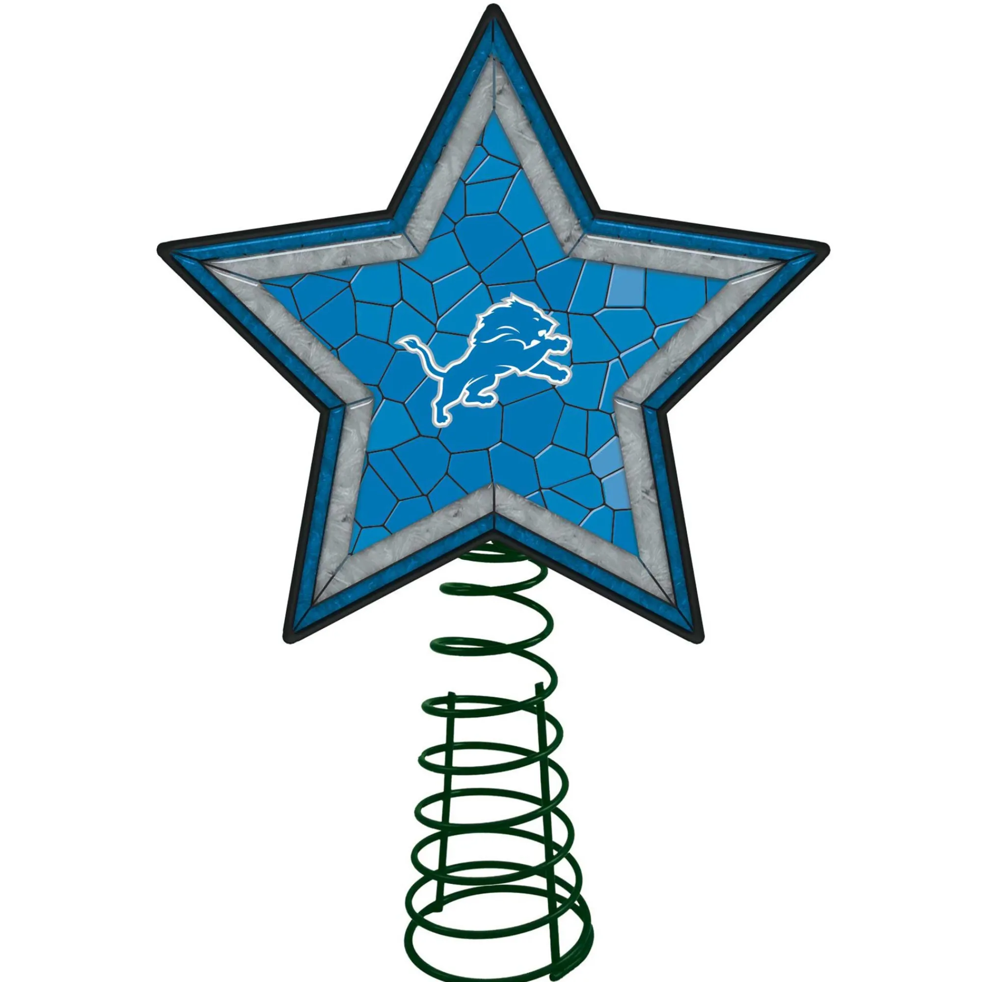 The Memory Company Stars-10" Lighted Blue And Gray Star Nfl Detroit Lions Christmas Tree Topper