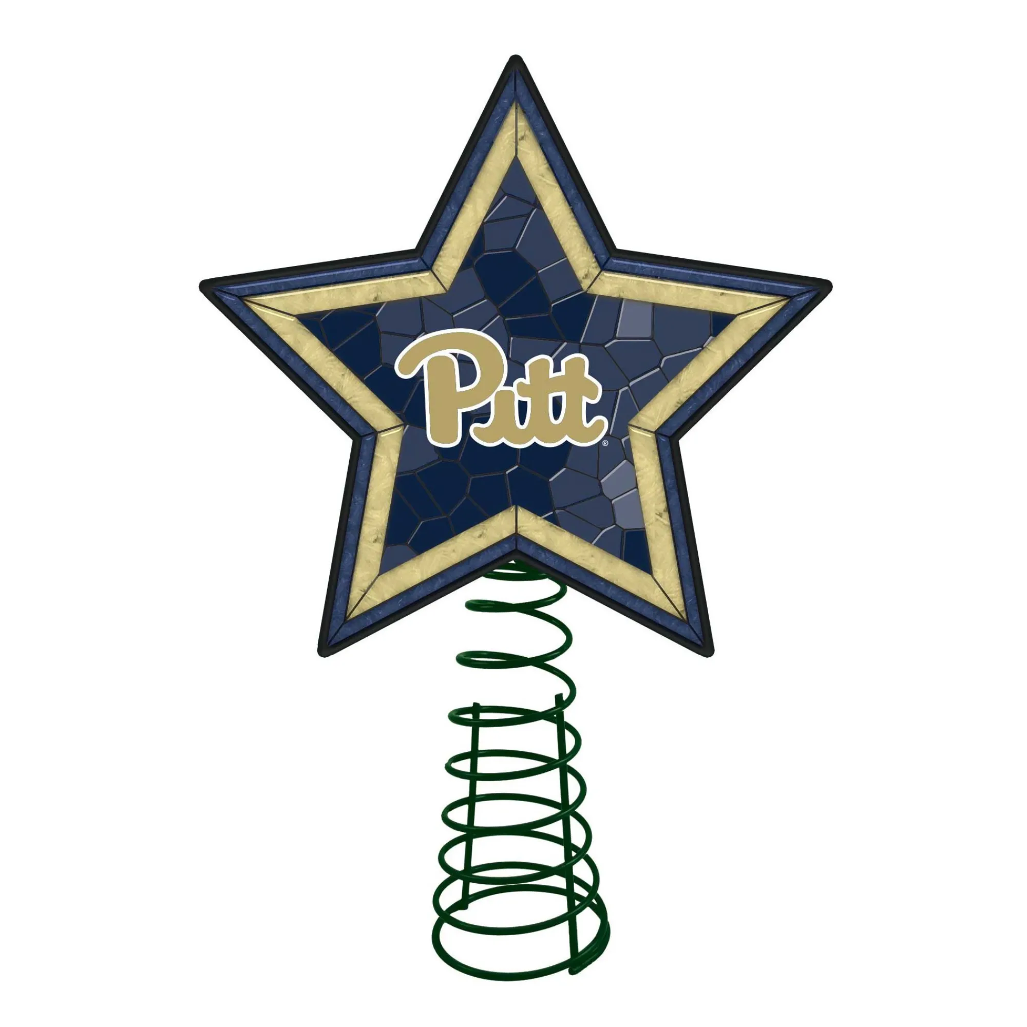The Memory Company Stars-10" Lighted Blue And Green Star Ncaa Pittsburgh Panthers Mosaic Christmas Tree Topper