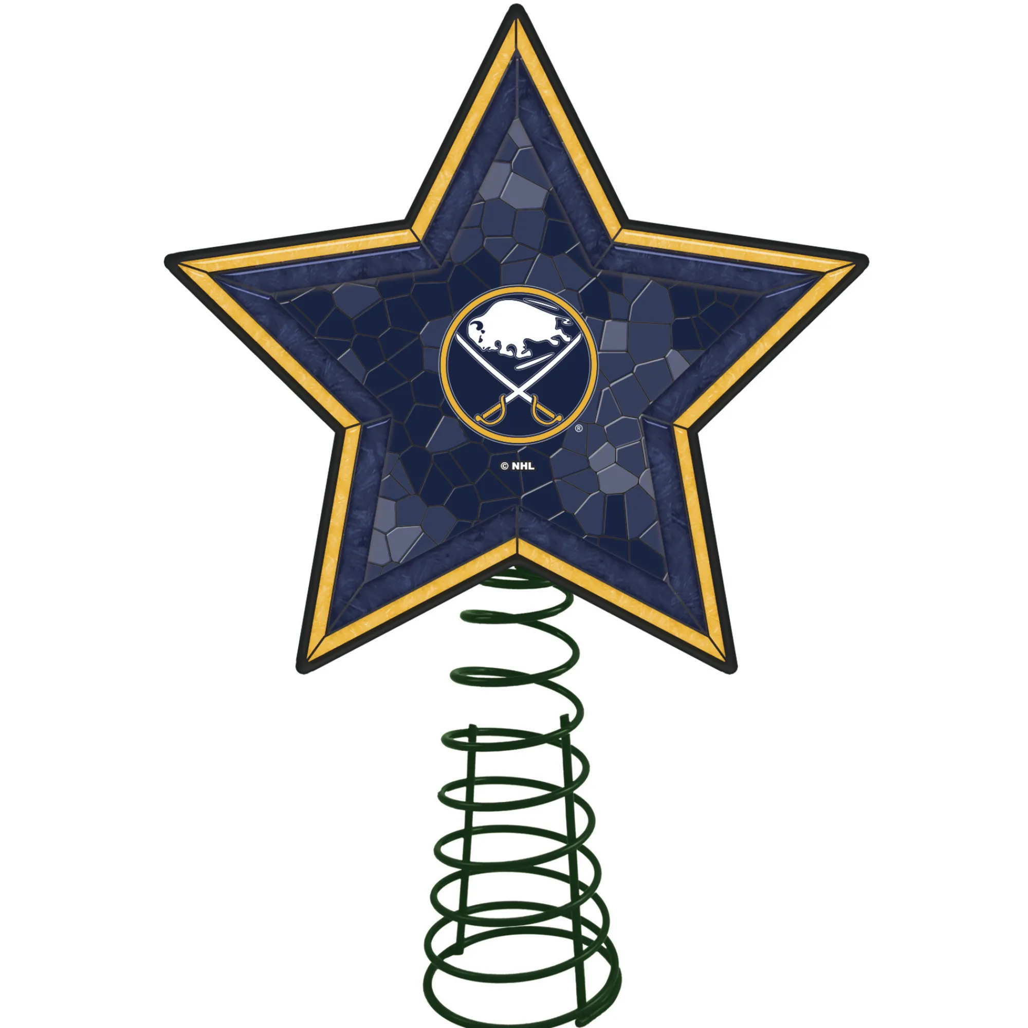 The Memory Company Stars-10" Lighted Blue And Green Star Nhl Buffalo Sabres Mosaic Christmas Tree Topper