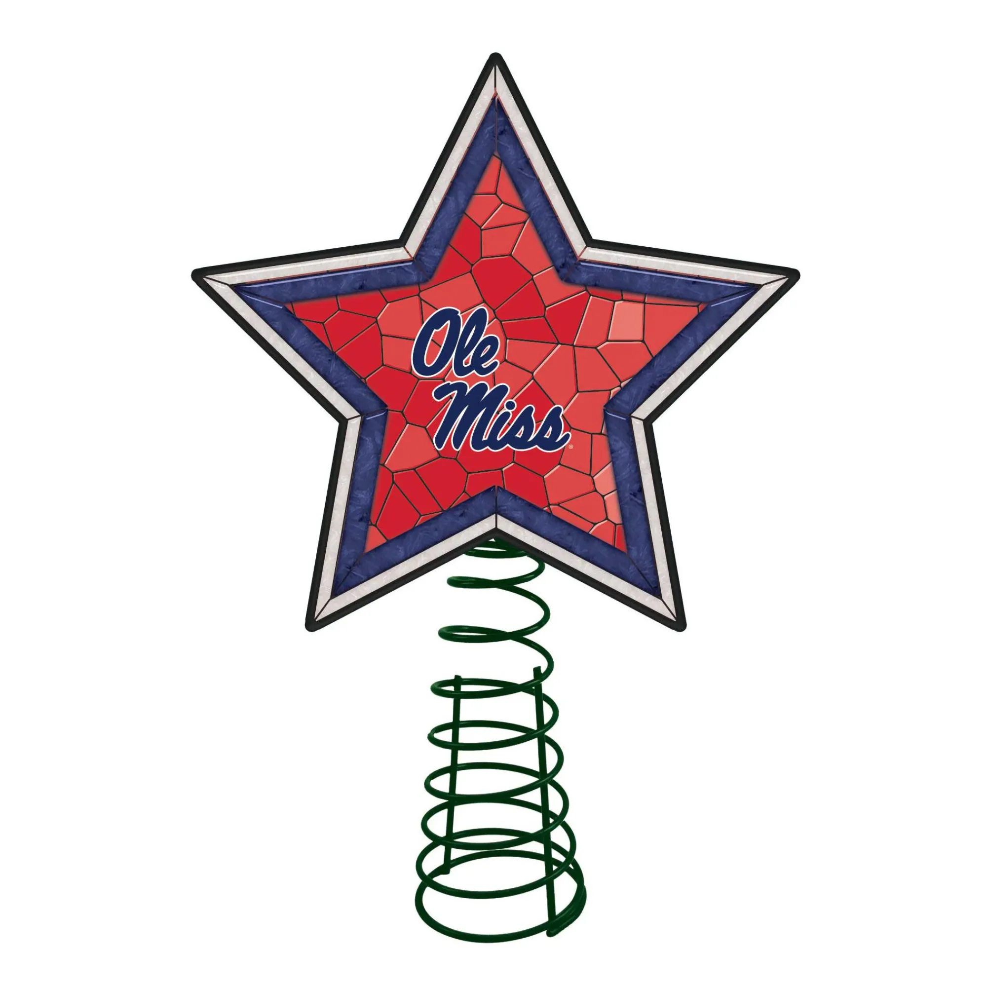 The Memory Company Stars-10" Lighted Blue And Red Star Ncaa Ole Miss Rebels Christmas Tree Topper
