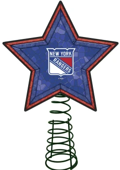 The Memory Company Stars-10" Lighted Blue And Red Star Nhl New York Rangers Mosaic Christmas Tree Topper
