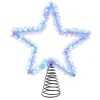KSA Stars-10.5" Lighted Blue And Silver Tinsel Star Christmas Tree Topper, Cool White Lights