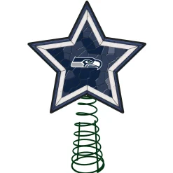 The Memory Company Stars-10" Lighted Blue And White Star Nfl Seattle Seahawks Mosaic Christmas Tree Topper