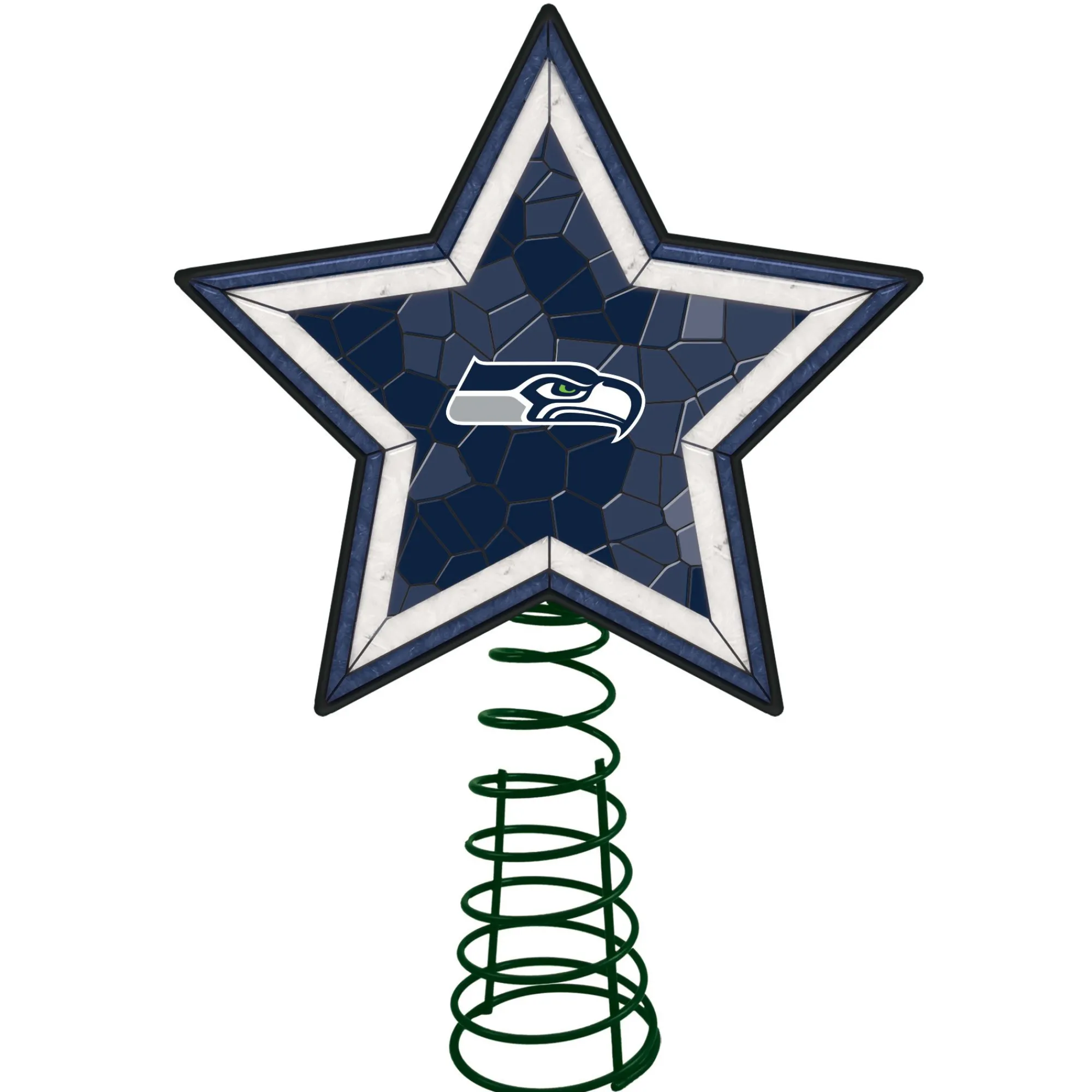 The Memory Company Stars-10" Lighted Blue And White Star Nfl Seattle Seahawks Mosaic Christmas Tree Topper