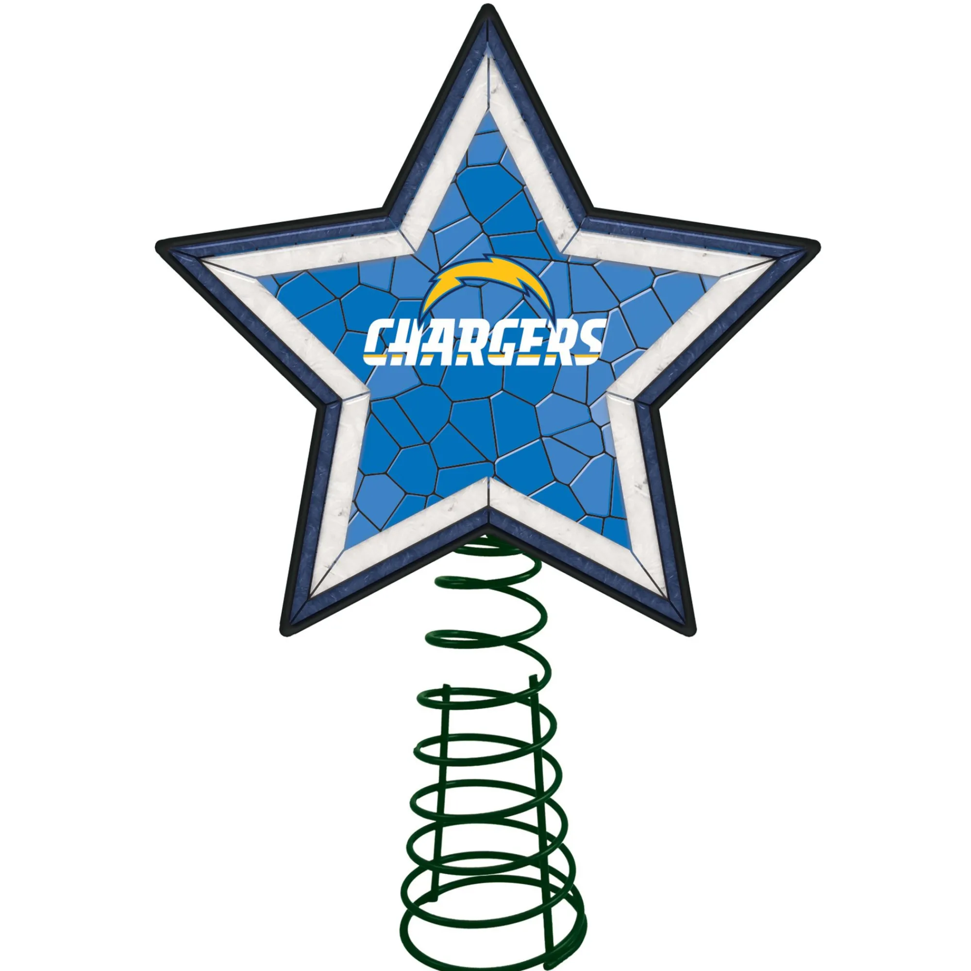 The Memory Company Stars-10" Lighted Blue And White Star Nfl Los Angeles Chargers Mosaic Christmas Tree Topper